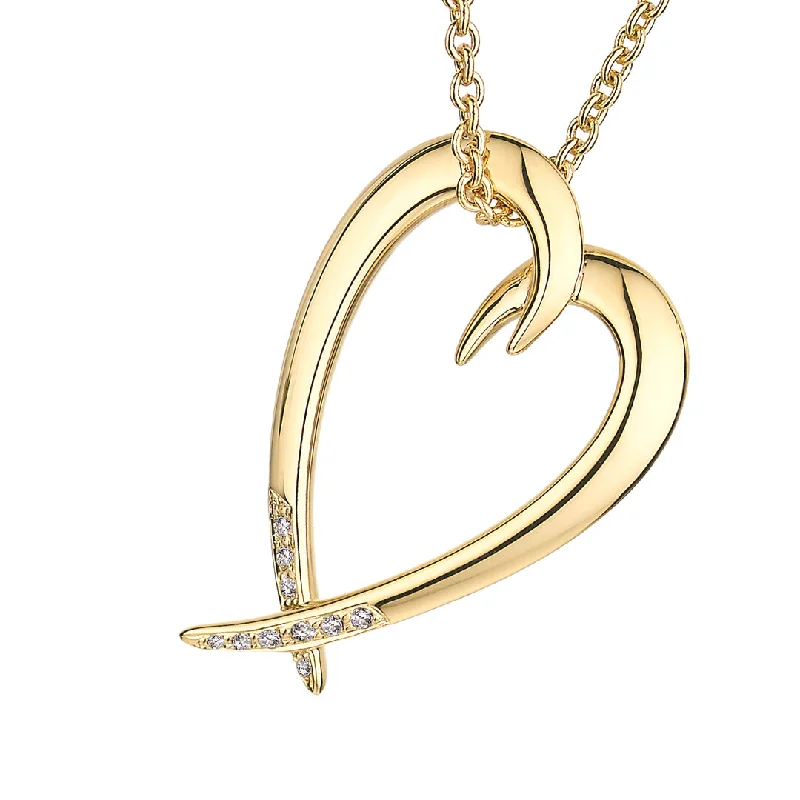 women's necklaces with fine detailing -Hook Heart Pendant - Yellow Gold Vermeil & Diamond