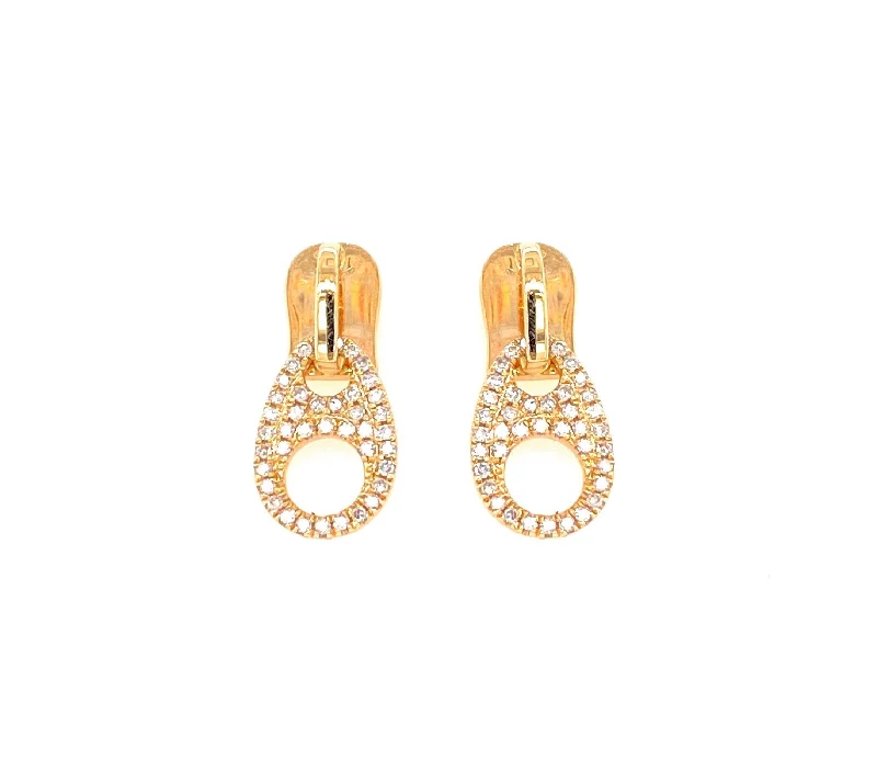 women's earrings with fine craftsmanship -14K Yellow Gold Diamond Zipper Earrings