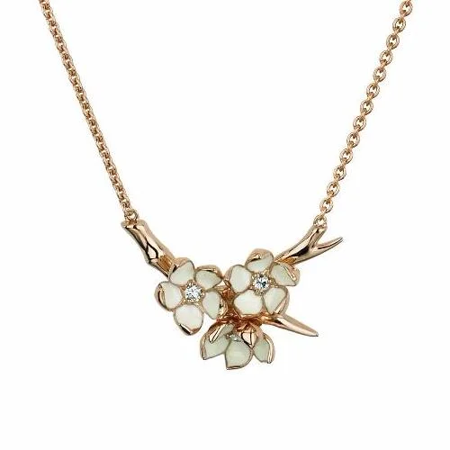 women's necklaces gold -Cherry Blossom Flower Posey Pendant - Rose Gold Vermeil & Diamond