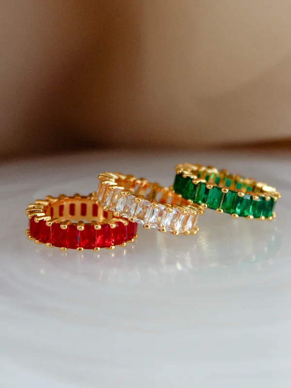 women's rings with chunky band -Clara Baguette Ring