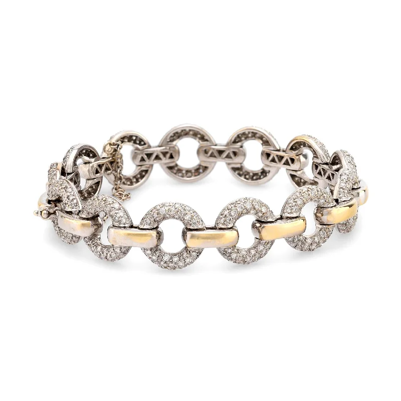 women's bracelets with round beads -Vintage 4.24 carat total weight diamond 18k gold link bracelet