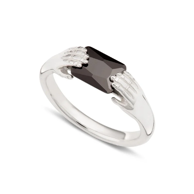 women's rings with rose-cut diamond -Scream Pretty Fede Ring with Black Stone