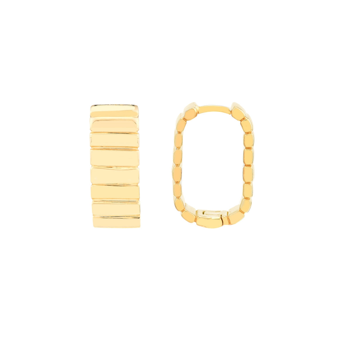 women's earrings with bezel-set stones -14K Yellow Gold Mirror Hoop Earrings