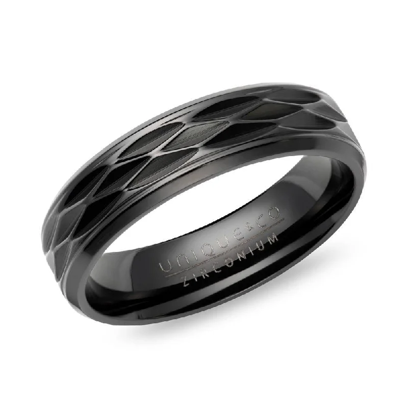 women's engagement rings with split band and halo -Unique & Co Black Diamond Cut Zirconium Ring