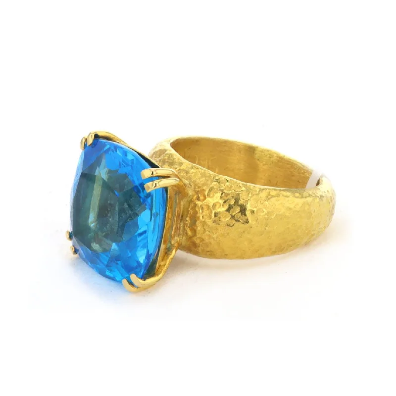 women's rings with vintage design -Swiss Blue Topaz Ring