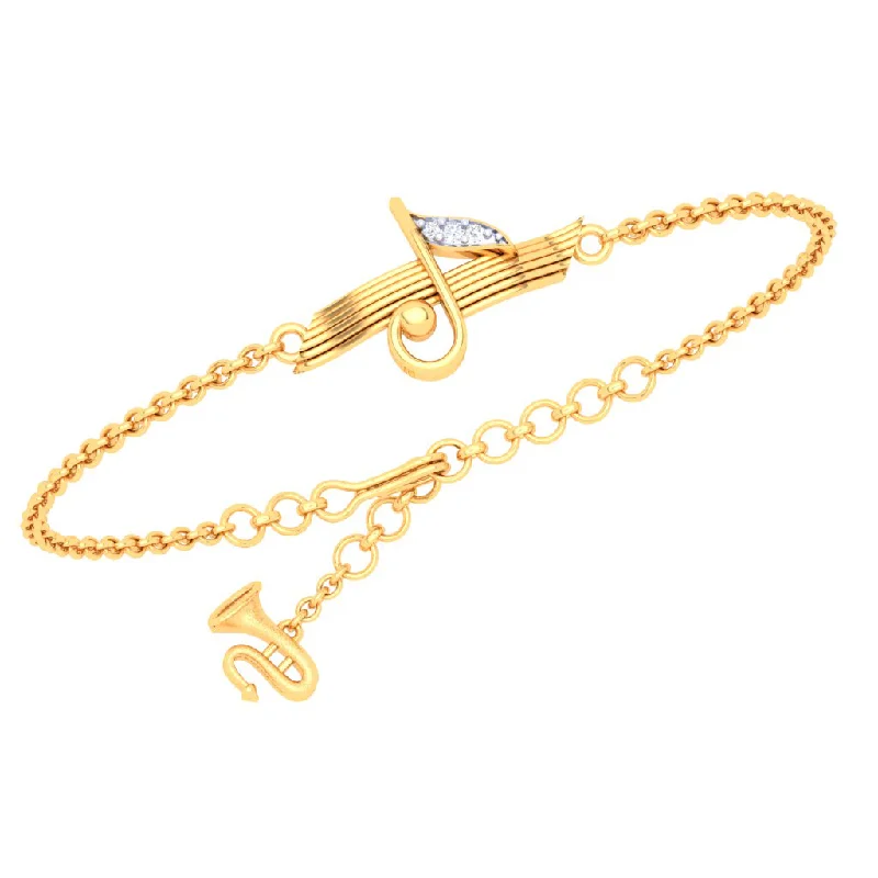 women's bracelets with dual-tone metal -18KT Musical Note With Trumpet Gold Bracelet From Diamond Collection