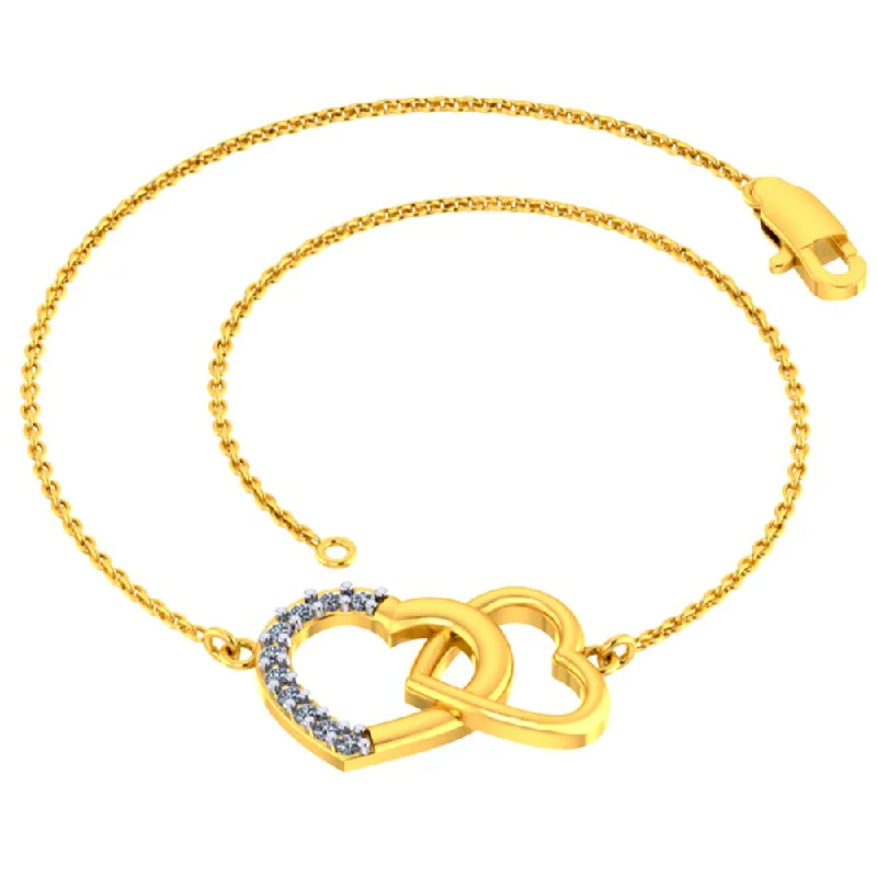 women's bracelets with hammered finish -Elegant 18k Heart Loop Bracelet For Women From Pc Chandra Jewellers