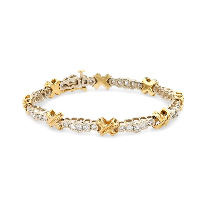 women's bracelets with geometric elegance -Vintage 3.70 carat total weight diamond 14k gold bracelet