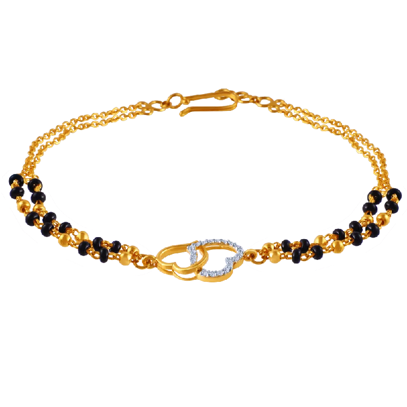 women's bracelets with minimalist touch -Diamond Studded 18k Love Shaped Mangalsutra Bracelet