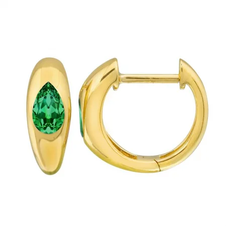 women's earrings with rose gold finish -14k Yellow Gold Inlay Pear Shaped Emerald Earrings