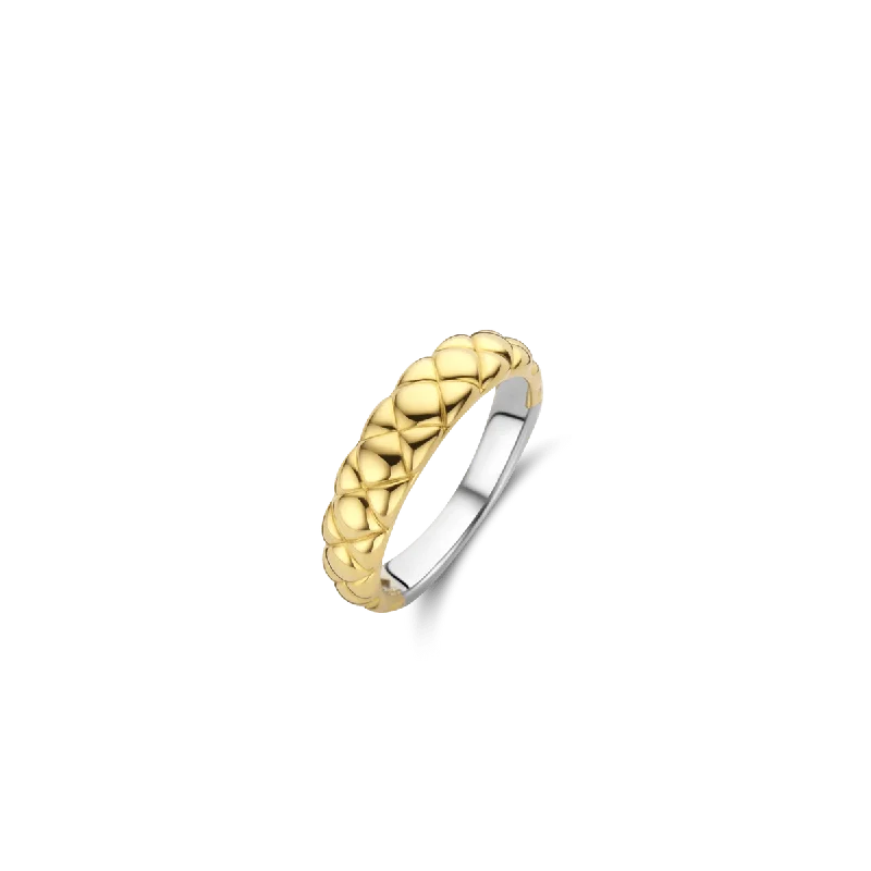 women's rings with diamond band -Ti Sento 18ct Gold Vermeil Clover Pattern Ring