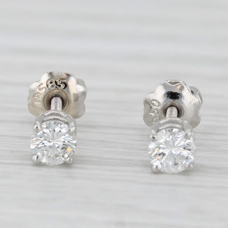 women's earrings with drop pearl -0.30ctw Diamond Solitaire Stud Earrings 950 Platinum Pierced Screw Back