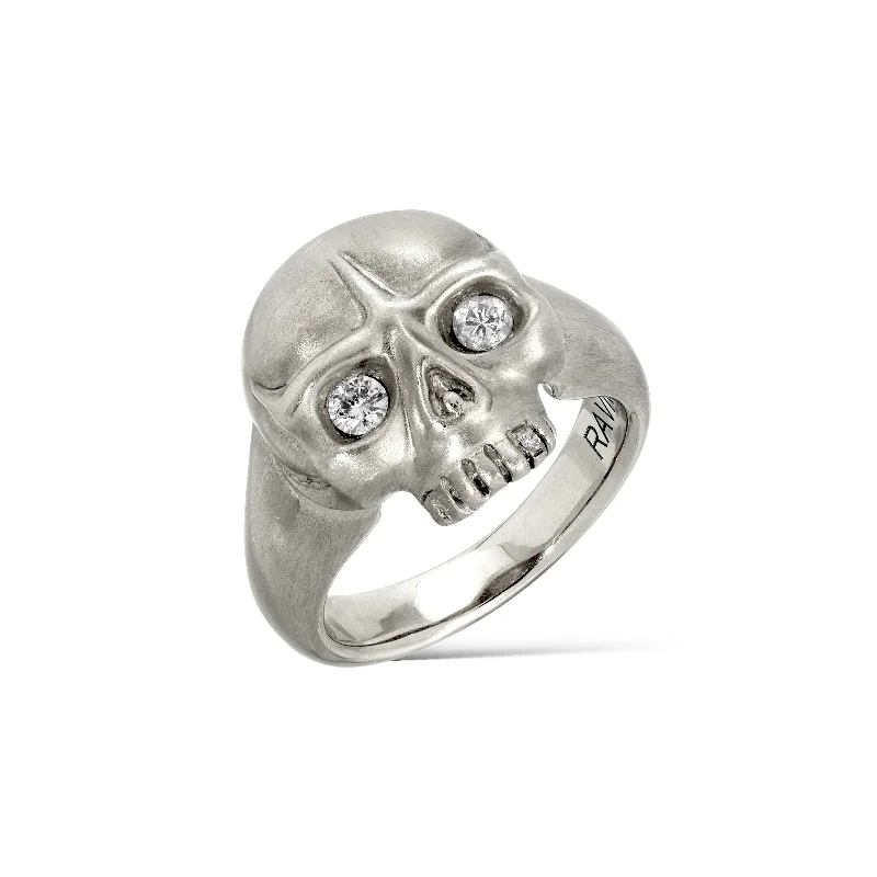 women's rings with blue sapphire -Jawless Small Skull Ring