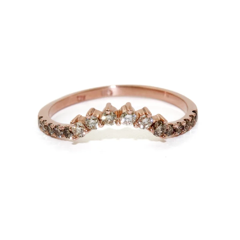 women's engagement rings with double halo -Rose Gold Champagne Diamond Suite