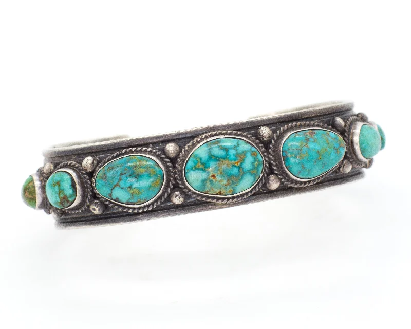 women's bracelets with gemstone -Andy Cadman Navajo Handmade Sterling Silver Turquoise Cuff Bracelet