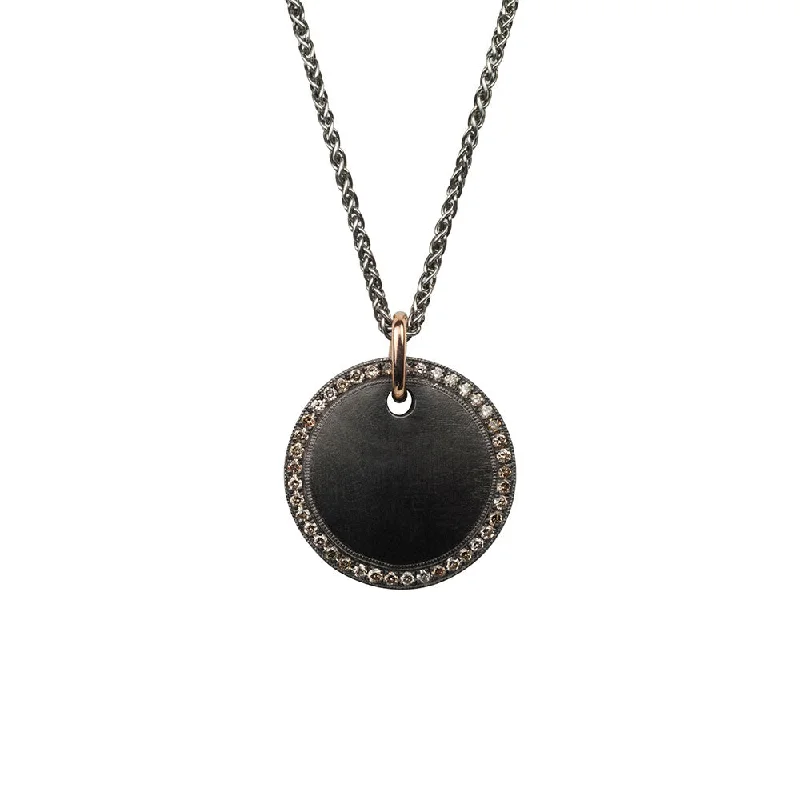 women's necklaces with rose gold chain -Sterling Silver AKARI Diamond Disc Pendant