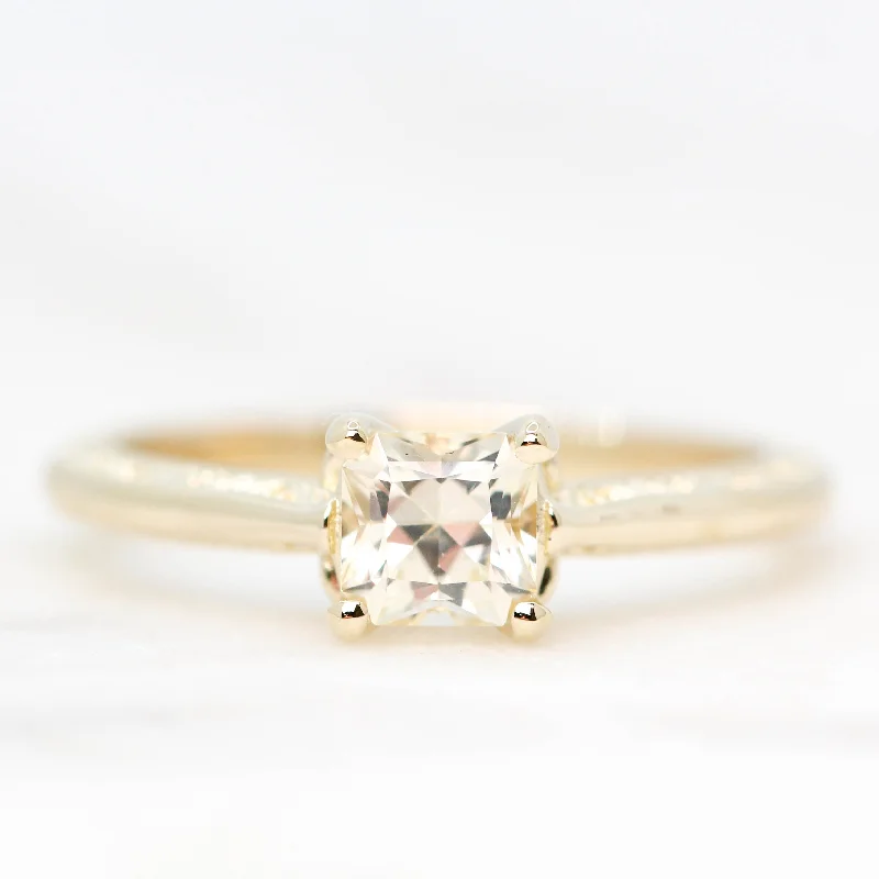 women's rings with emerald-cut diamond -Vivienne Ring with a 0.77 Carat Radiant Cut Champagne Sapphire in 14k Yellow Gold - Ready to Size and Ship