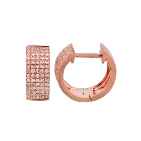 women's earrings with fusion styles -14k Rose Gold Diamond Huggie Earrings