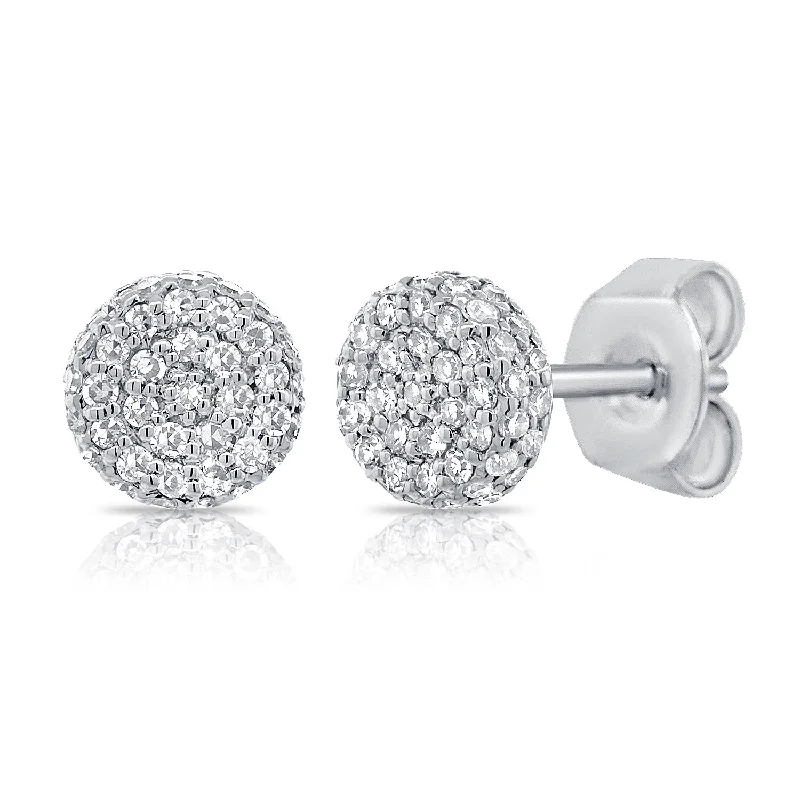 women's earrings with mixed metals -14K White Gold Diamond Raised Small Stud Earrings