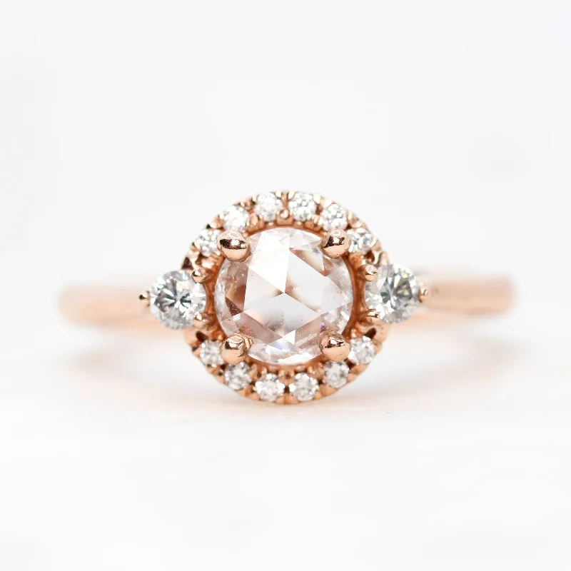 women's engagement rings with statement stone -Vanessa Ring with 0.41 Carat Rose Cut Clear Round Diamond and White Diamond Accents in 10k Rose Gold - Ready to Size and Ship