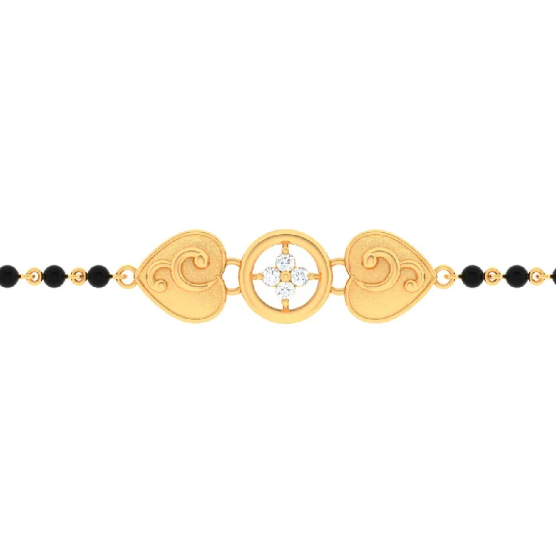 women's bracelets with bold metal accents -18k Unique Gold Mangalsutra Bracelet With Four Diamonds From Pc Chandra Diamond Mangalsutra Collection