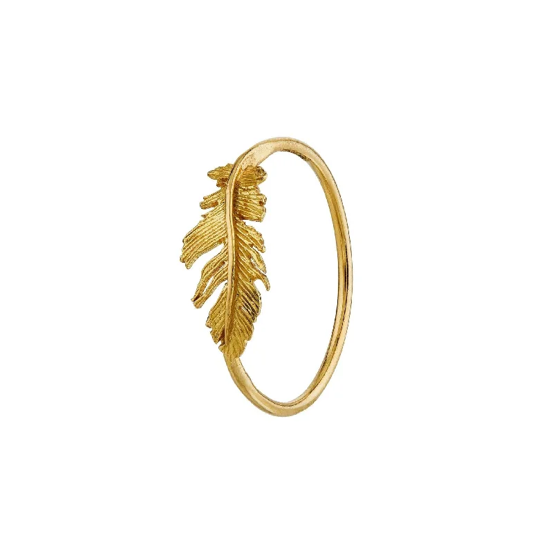 women's rings with oval-cut diamond -Alex Monroe 18ct Gold Plume Feather Ring