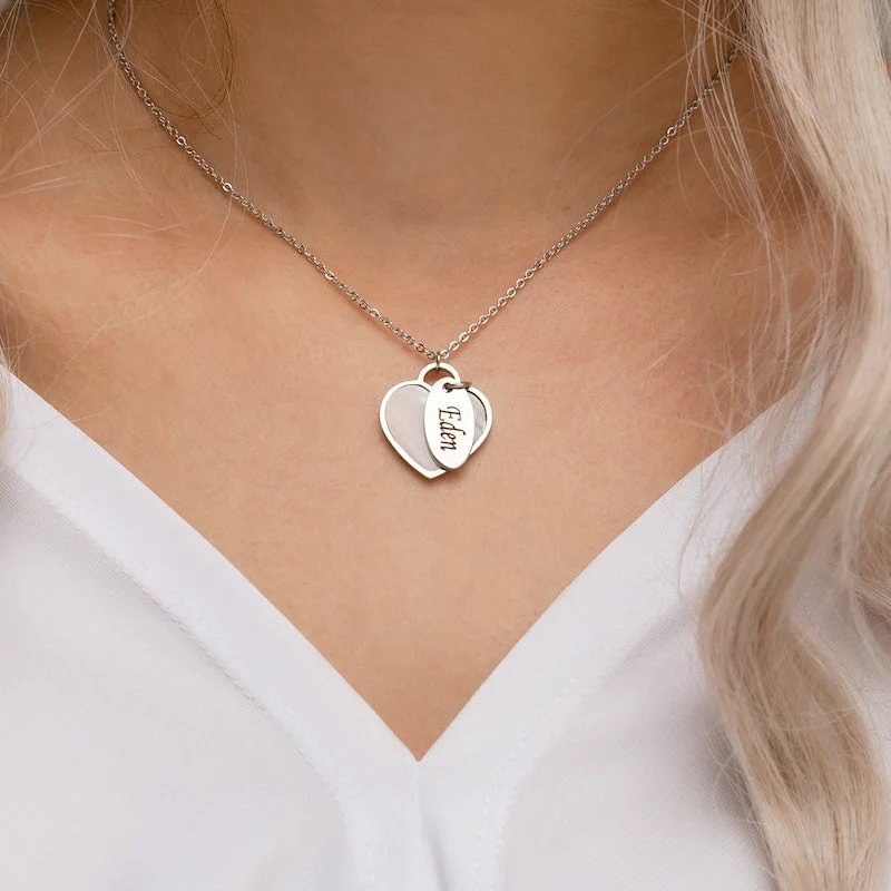 women's necklaces with platinum chain -Seashell heart & tag silver