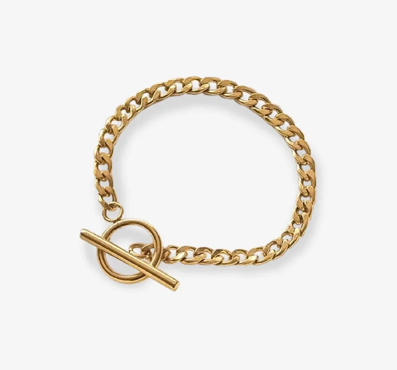 women's bracelets with gemstone charm -Toggle Chain Bracelet | Gold