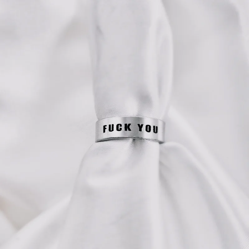 women's rings with mixed metal design -"Fuck You" Ring