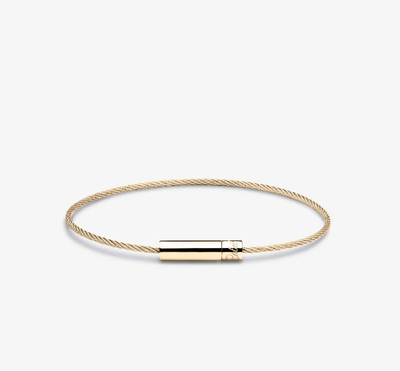 women's bracelets with engraved details -Michael Cable Bracelet | Gold