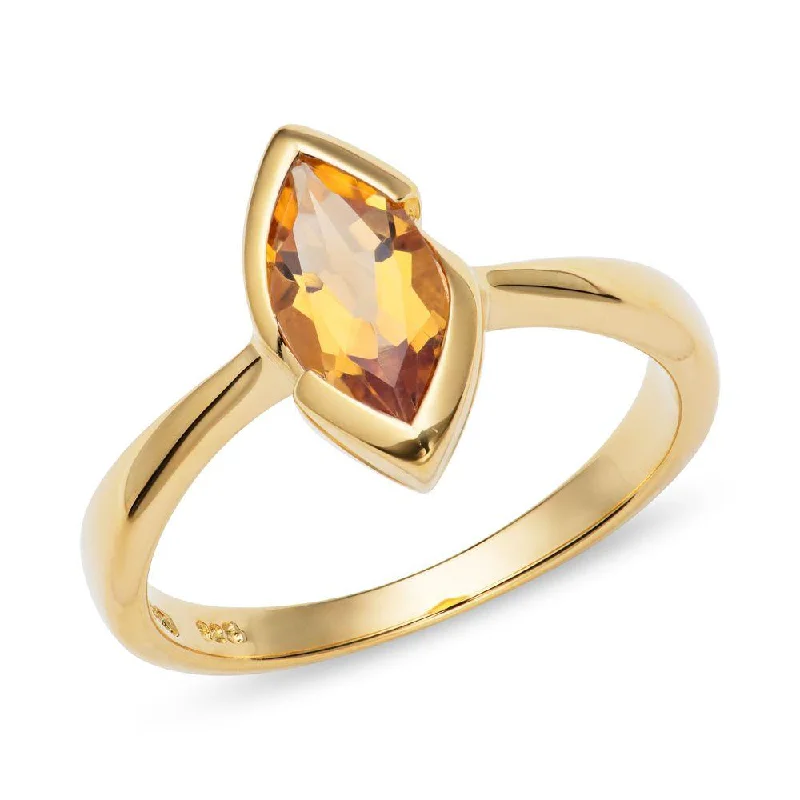 women's rings with vintage halo -Unique & Co Gold Vermeil Citrine Marquise Ring