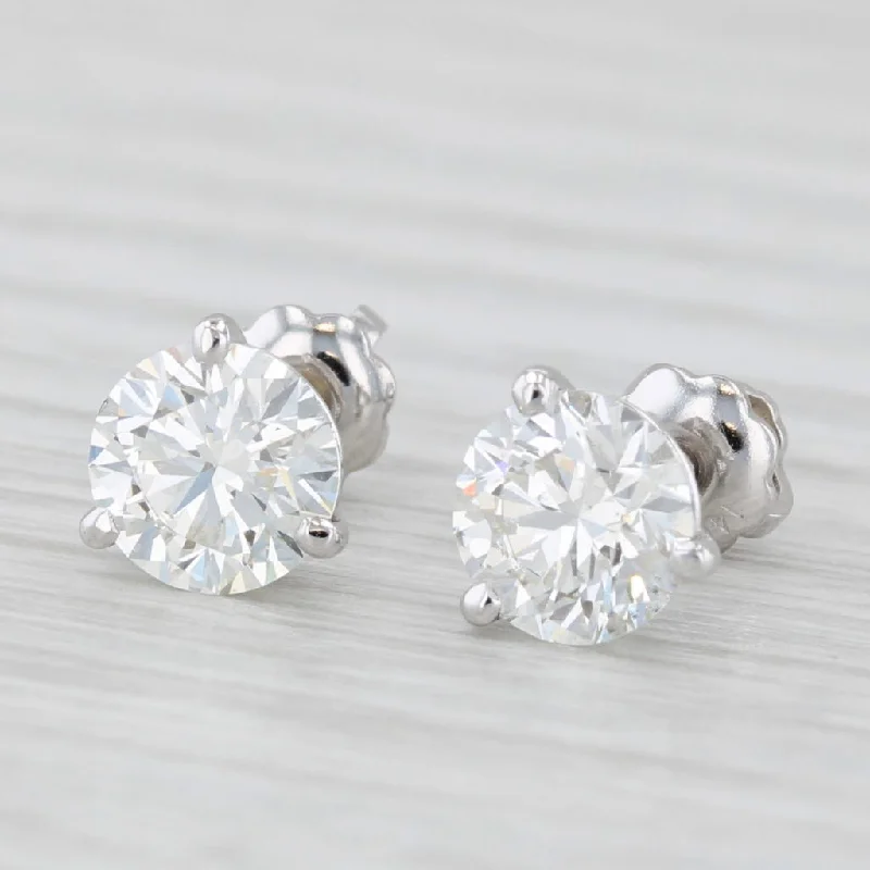 women's earrings with sparkling crystals -1.60ctw VS2 Round Diamond Solitaire Stud Earrings 14k White Gold GIA