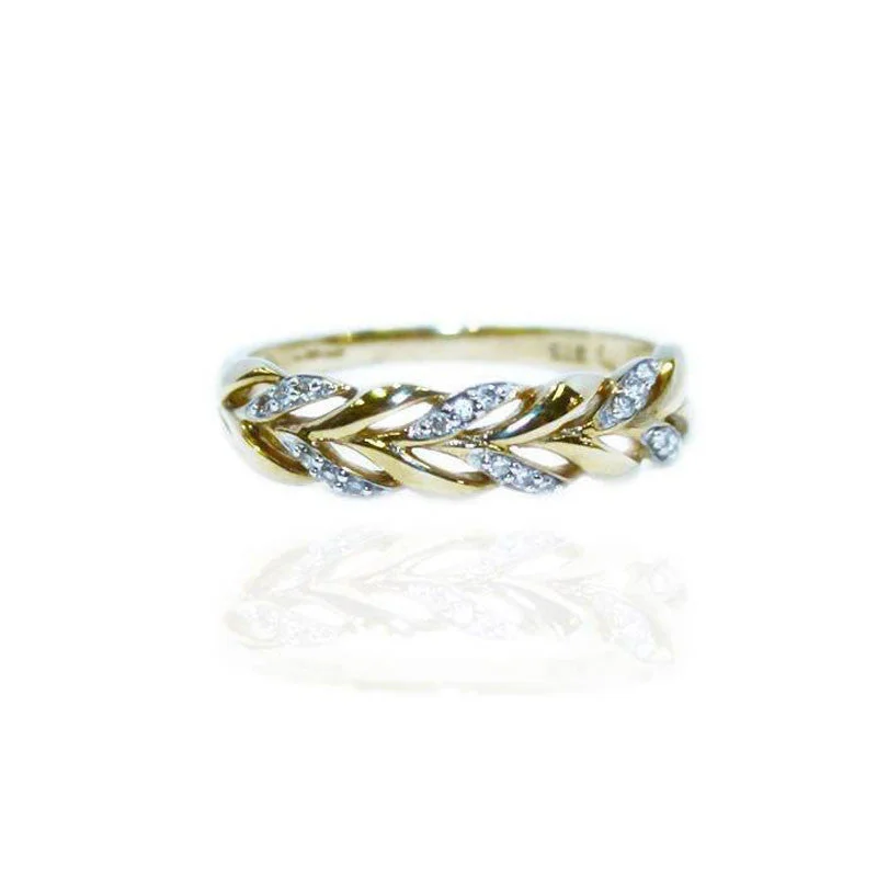 women's engagement rings with diamond accents -Celtic Pleat Ring in Gold with Diamonds