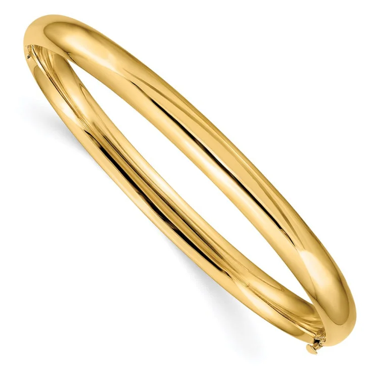 women's bracelets with smooth finish -14k 4/16 High Polished Hinged Bangle Bracelet