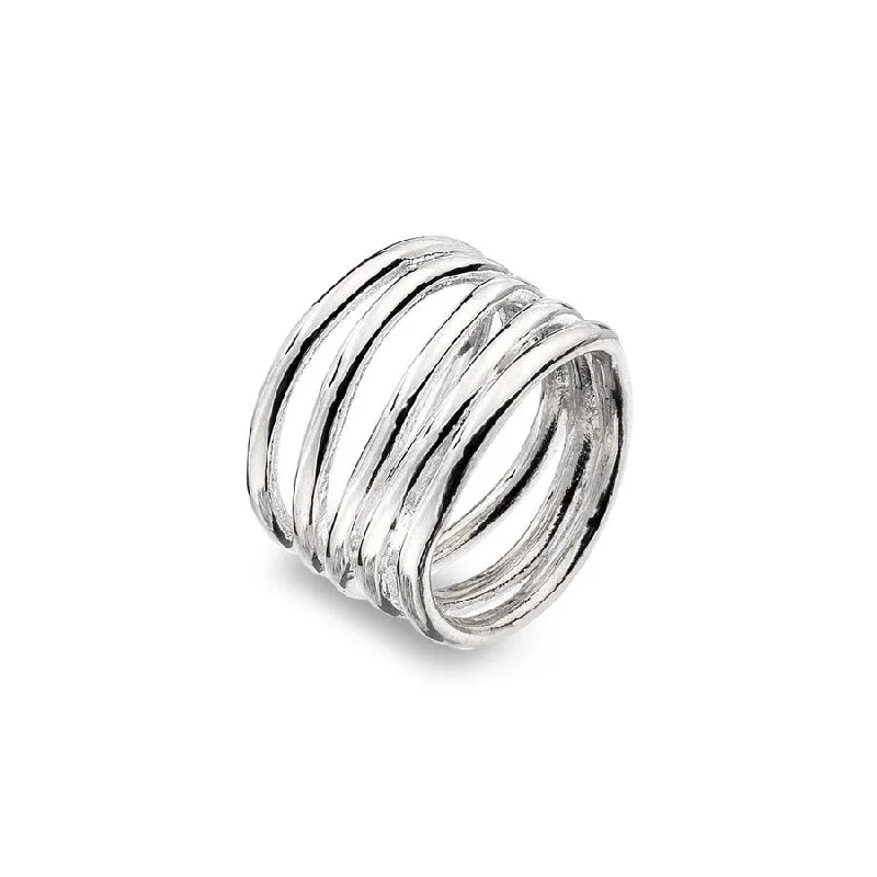 women's rings with statement design -Sea Gems Sterling Silver Ocean Ripple Ring