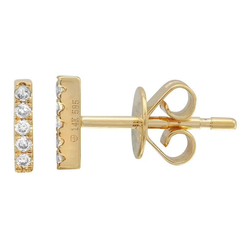 women's earrings with vintage design -14K Yellow Gold Mini Diamond Bar Ear Crawlers