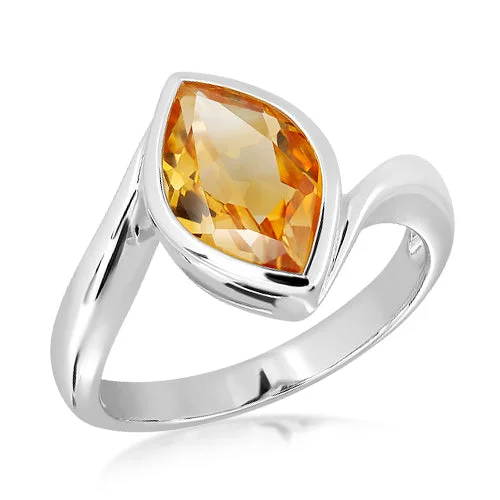 women's rings with classic design -Unique & Co Sterling Silver Golden Citrine Ring