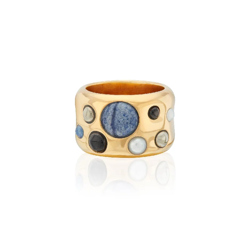 women's rings with beaded detailing -Anna Beck Limited Edition Wavy Multi-Stone Ring