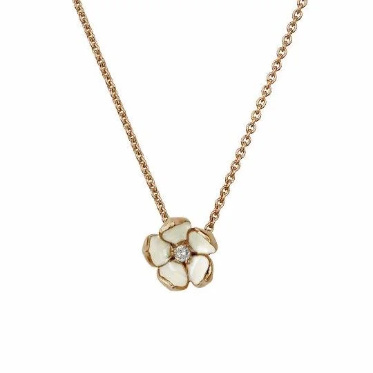 women's necklaces with sparkling halo pendant -Cherry Blossom Large Flower Pendant - Rose Gold Vermeil & Diamond