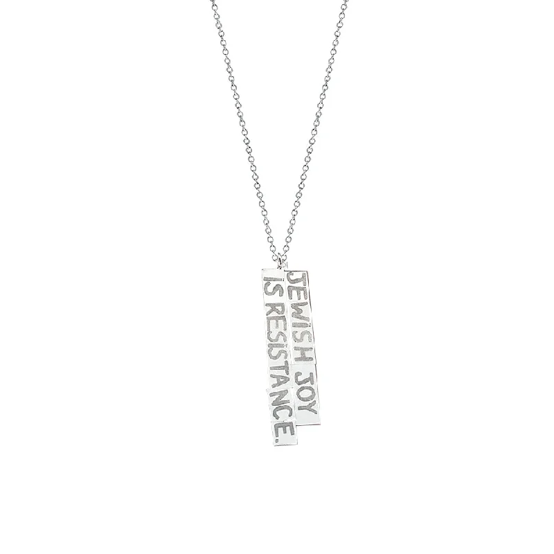 women's necklaces with cubic zirconia -Jewish Joy is Resistance