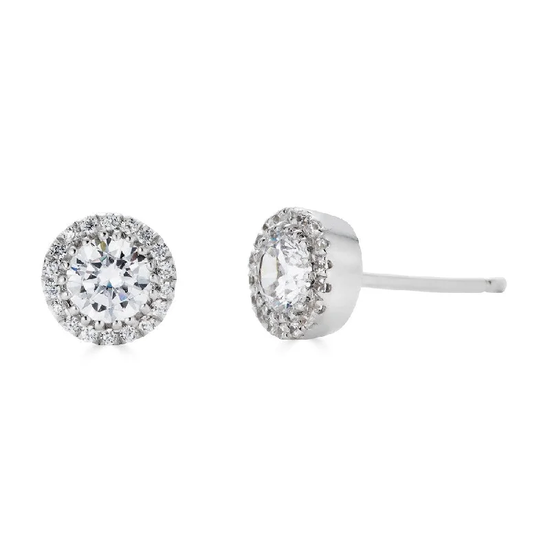 women's earrings diamond -14K 1.00Ct Diamond Halo Stud Earrings