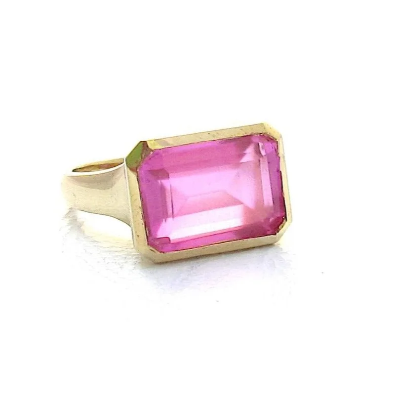 women's rings with cushion-shaped gemstone -Deco Pink Topaz Ring