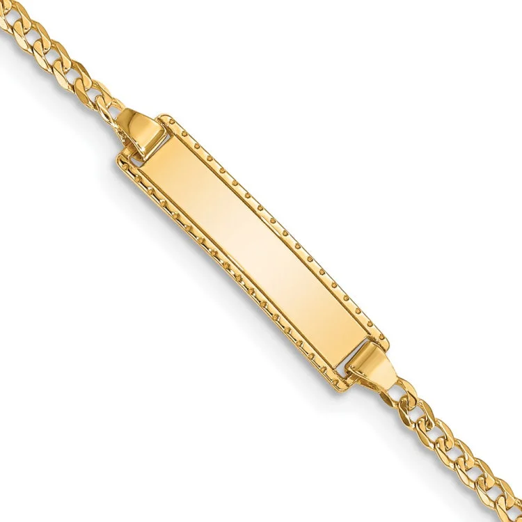 women's bracelets with layered chains -14k 6in Engraveable Curb Link Baby/Child ID Bracelet