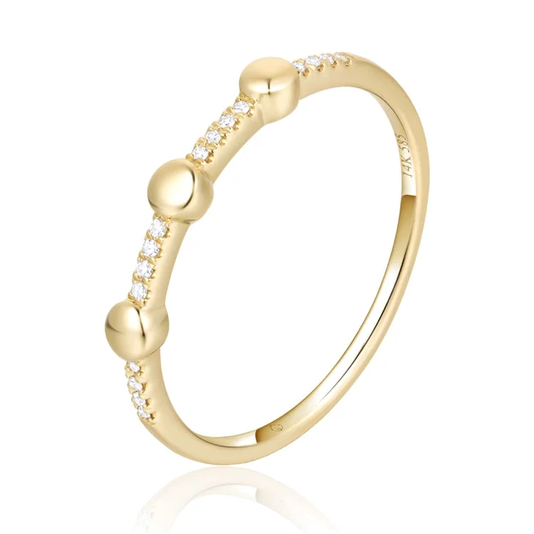 women's rings with round-cut diamond -Luvente 14K gold fashion ring R04884