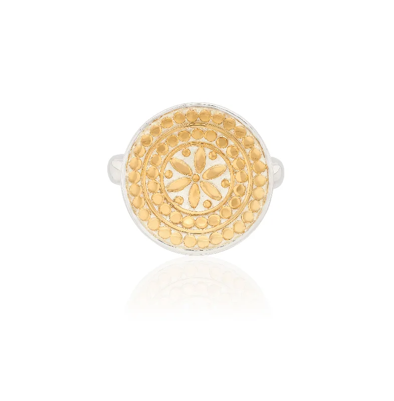 women's rings with cushion-shaped gemstone -Anna Beck Gold Silver Classic Flower Dish Ring