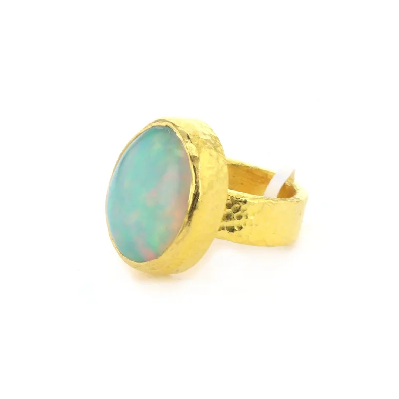 women's rings with stackable design -Ethiopian Opal Cabochon Ring