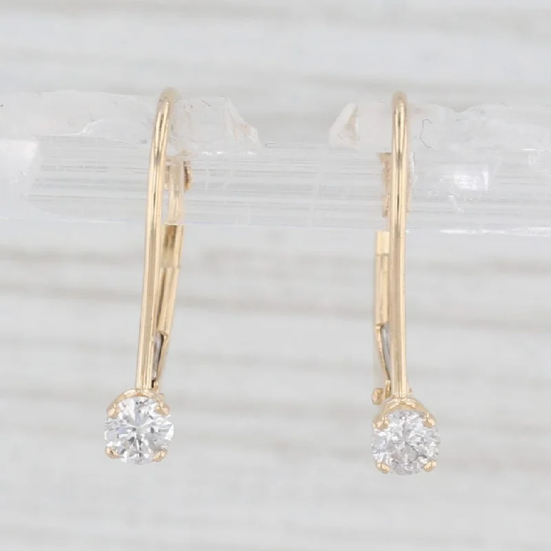 women's earrings with pearl -0.20ctw Diamond Drop Earrings 14k Yellow Gold Hook Posts Lever Backs