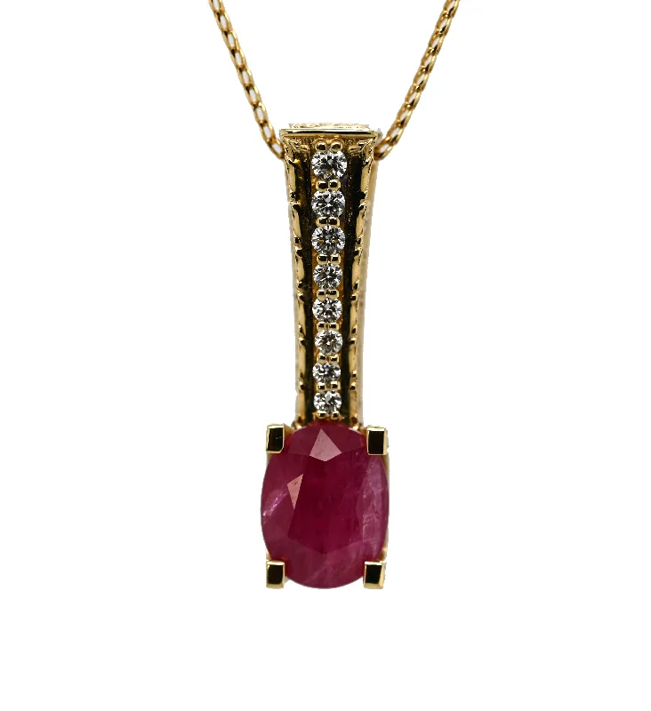 women's necklaces with dual-tone design -5.26 CT RUBY & DIAMOND PENDANT