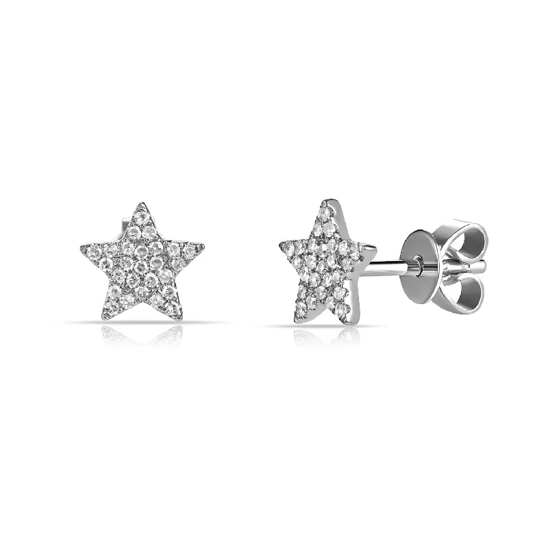 women's earrings with luxury look -14K White Gold Diamond Star Stud Earrings