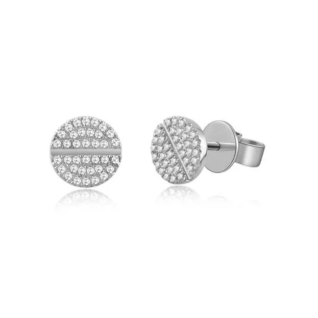 women's earrings with geometric shapes -14K White Gold Diamond Screw Earrings